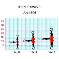Вертлюжок на три направления, красная бусина №10х12 (16 кг), (упак. 5 шт)